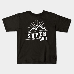 Fathers Day Super Dad Vintage Summer Mountains Kids T-Shirt